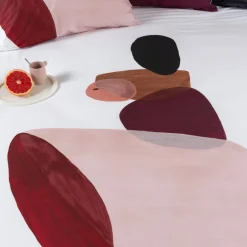 Carré Blanc Housse de couette réversible percale de coton Callipyge abstrait| Housses De Couette