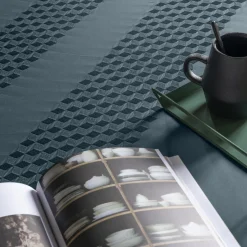 Carré Blanc Housse de couette satin de coton Cubes II vert cèdre| Housses De Couette