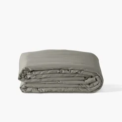 Carré Blanc Housse de couette satin de coton lavé biologique Quartz jade| Housses De Couette