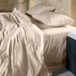 Carré Blanc Housse de couette satin de coton lavé bio Quartz dune|Femme Coffrets Cadeaux|Housses De Couette