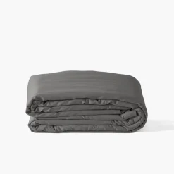 Carré Blanc Housse de couette satin de coton lavé bio Quartz galet| Housses De Couette