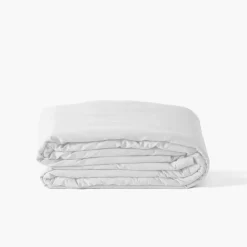 Carré Blanc Housse de couette satin de coton lavé bio Quartz blanc| Housses De Couette