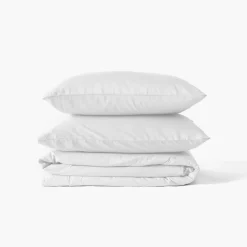 Carré Blanc Housse de couette satin de coton lavé bio Quartz blanc| Housses De Couette