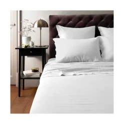 Carré Blanc Housse de couette satin de coton lavé bio Quartz blanc| Housses De Couette