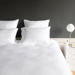 Carré Blanc Housse de couette satin de coton jacquard pois et rayures Prestige blanc| Housses De Couette