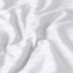 Carré Blanc Housse de couette satin de coton jacquard pois et rayures Prestige blanc| Housses De Couette