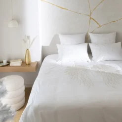 Carré Blanc Housse de couette satin de coton Mon Ange| Housses De Couette