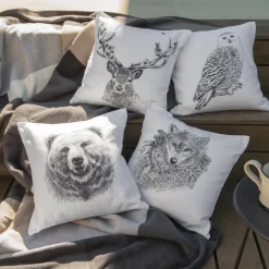 Carré Blanc Housse de coussin coton Elaphe|Homme Housses De Coussin|Coffrets Cadeaux