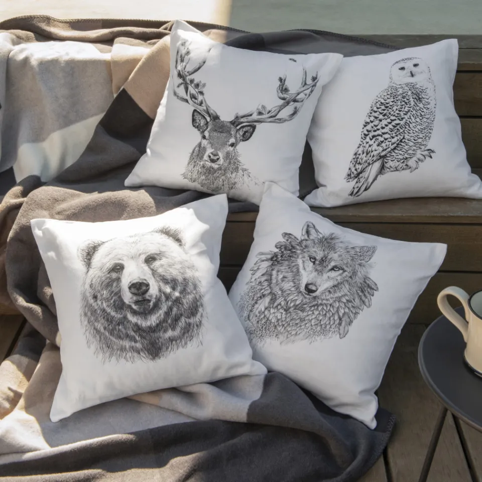 Carré Blanc Housse de coussin coton Elaphe|Homme Housses De Coussin|Coffrets Cadeaux