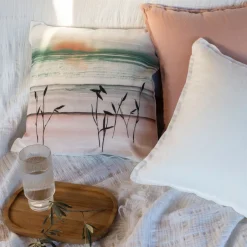 Carré Blanc Housse de coussin coton Vibration| Housses De Coussin