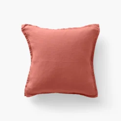 Carré Blanc Housse de coussin lin lavé Songe terre cuite| Housses De Coussin