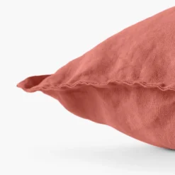 Carré Blanc Housse de coussin lin lavé Songe terre cuite| Housses De Coussin