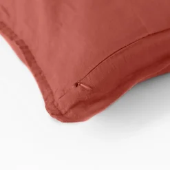 Carré Blanc Housse de coussin lin lavé Songe terre cuite| Housses De Coussin