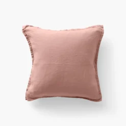 Carré Blanc Housse de coussin lin lavé Songe rose cendré| Housses De Coussin