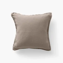 Carré Blanc Housse de coussin lin lavé Songe taupe| Housses De Coussin