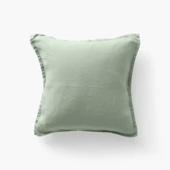Carré Blanc Housse de coussin lin lavé Songe eucalyptus|Femme Housses De Coussin|Coffrets Cadeaux