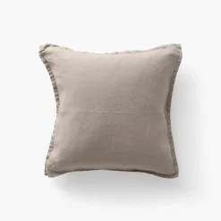 Carré Blanc Housse de coussin lin lavé Songe grège| Housses De Coussin