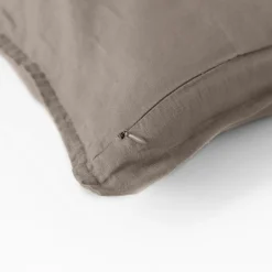 Carré Blanc Housse de coussin lin lavé Songe grège| Housses De Coussin