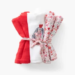 Carré Blanc Langes coton bio Mes Rêves rouge tendre|Enfant Accessoires