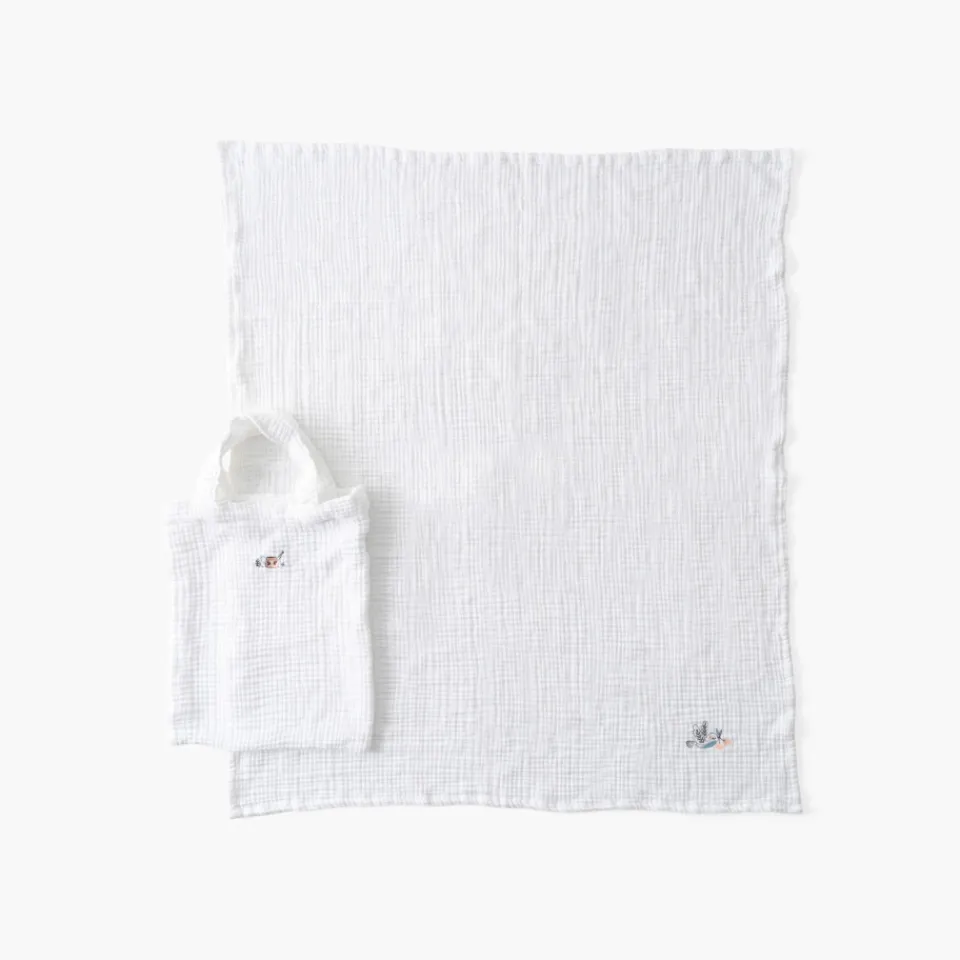 Carré Blanc Maxi lange gaze de coton bio Jardine blanc|Enfant Accessoires
