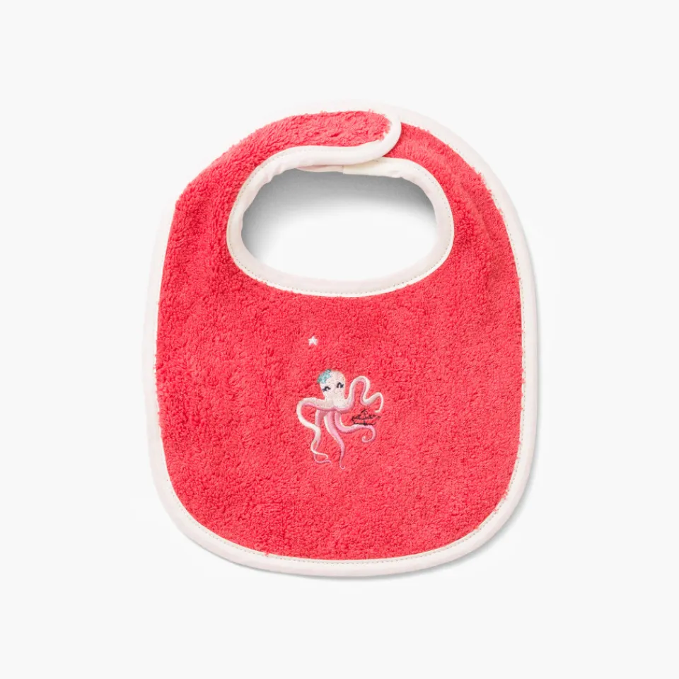 Carré Blanc Mini bavoir coton Atlantis corail|Enfant Bavoirs & Mini-bavoirs