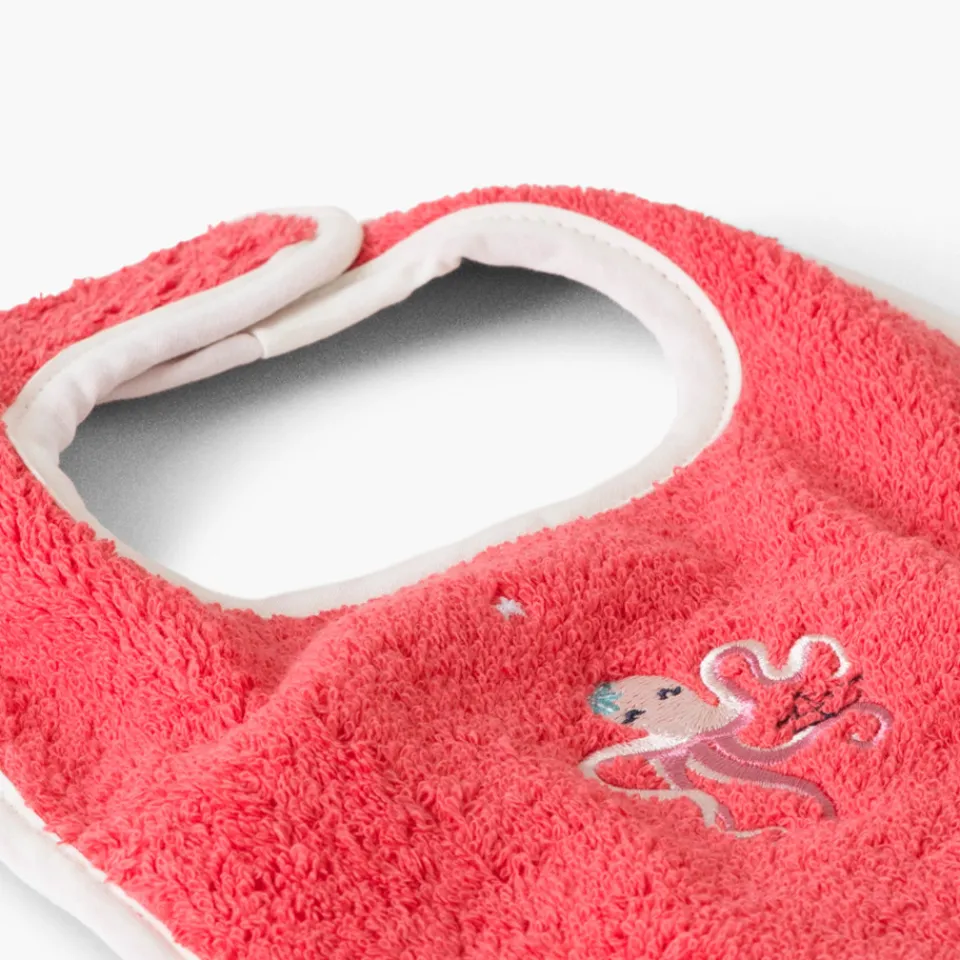 Carré Blanc Mini bavoir coton Atlantis corail|Enfant Bavoirs & Mini-bavoirs
