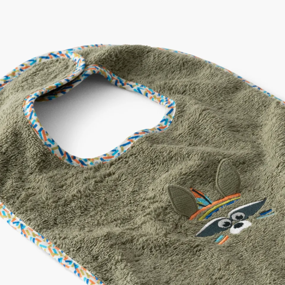 Carré Blanc Mini bavoir coton Playful kaki|Enfant Bavoirs & Mini-bavoirs