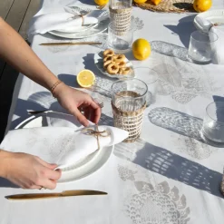 Carré Blanc Nappe coton Mykonos blanc| Nappes