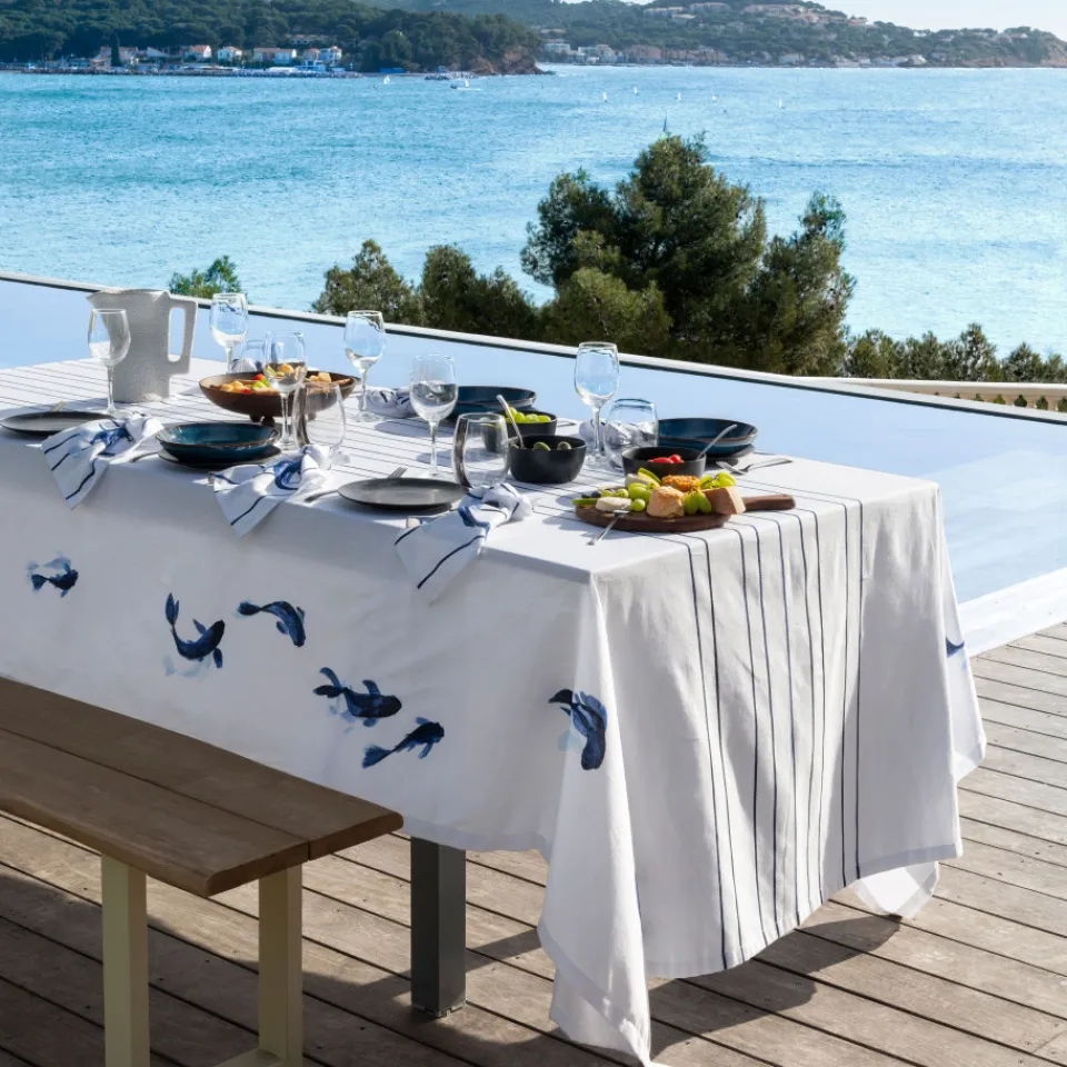 Carré Blanc Nappe rectangulaire coton Symphony blanc| Nappes