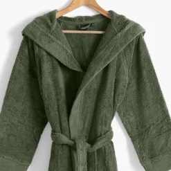 Carré Blanc Peignoir ado coton à capuche Hugo kaki|Enfant Peignoirs 10 Ans - 16 Ans