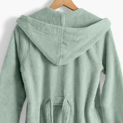 Carré Blanc Peignoir ado fille coton moelleux Julia eucalyptus|Enfant Peignoirs 10 Ans - 16 Ans