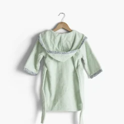 Carré Blanc Peignoir bébé coton bio à capuche Dandine vert d'eau|Enfant Peignoirs 12 Mois - 10 Ans
