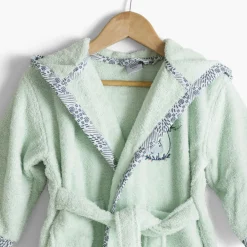 Carré Blanc Peignoir bébé coton bio à capuche Dandine vert d'eau|Enfant Peignoirs 12 Mois - 10 Ans