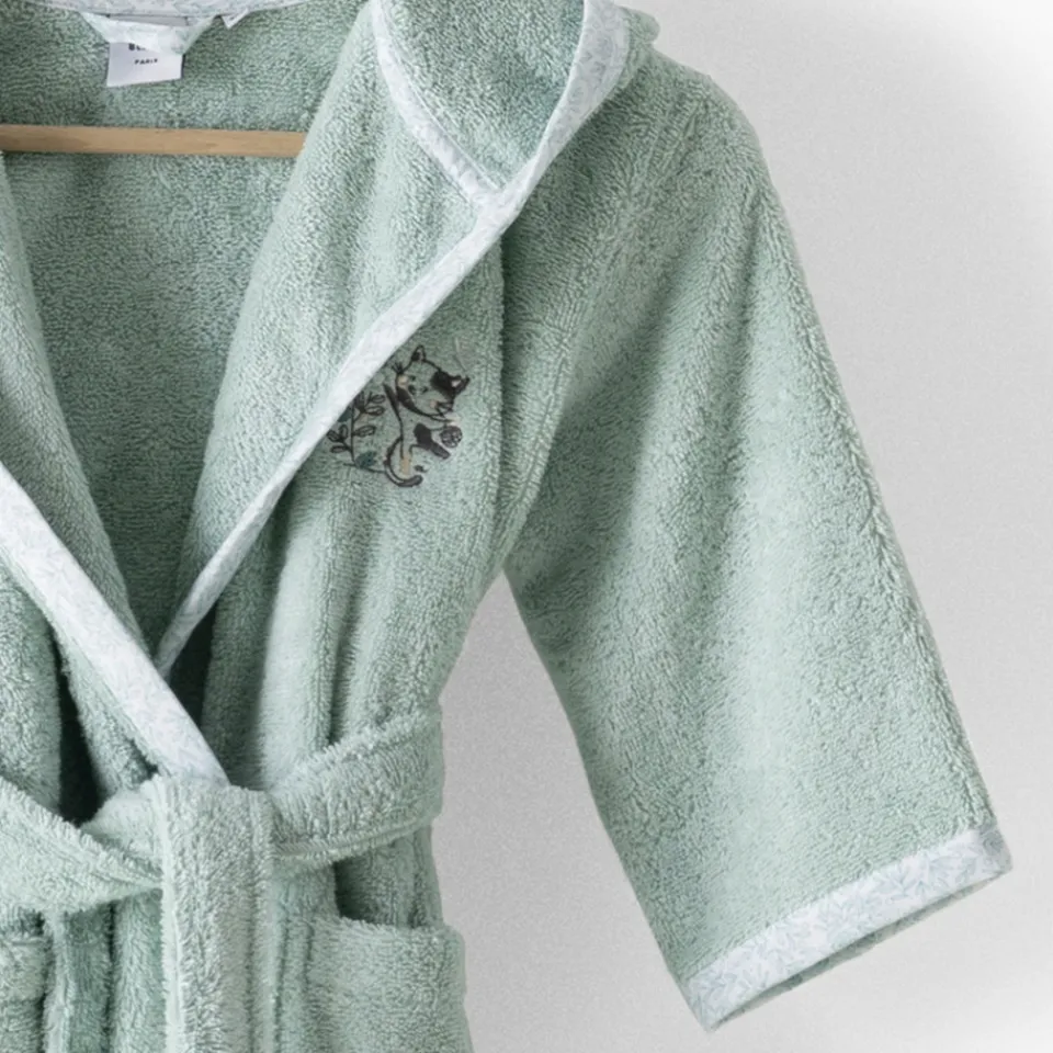 Carré Blanc Peignoir bébé coton bio Jardine amande|Enfant Peignoirs 12 Mois - 10 Ans