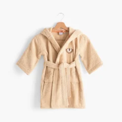 Carré Blanc Peignoir enfant bouclette de coton bio à capuche Safari|Enfant Peignoirs 12 Mois - 10 Ans
