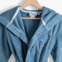 Carré Blanc Peignoir enfant coton à capuche Océanos Indigo|Enfant Peignoirs 12 Mois - 10 Ans