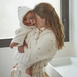 Carré Blanc Peignoir enfant coton Amore ivoire|Femme Coffrets Cadeaux|Peignoirs 12 Mois - 10 Ans