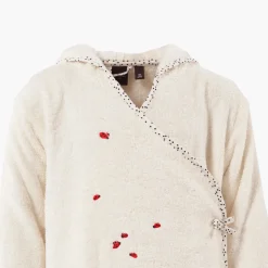 Carré Blanc Peignoir enfant coton biologique cache-coeur à capuche Raphia ivoire|Enfant Peignoirs 12 Mois - 10 Ans