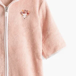 Carré Blanc Peignoir enfant coton bio à capuche zippé Illumine vieux rose|Enfant Peignoirs 12 Mois - 10 Ans
