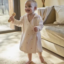 Carré Blanc Peignoir enfant coton bio cache-coeur Bienvenue nude|Enfant Peignoirs 12 Mois - 10 Ans|Nouveautés Bébénew