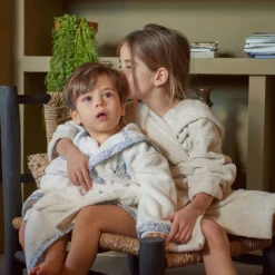 Carré Blanc Peignoir enfant coton bio à capuche Dandine ivoire|Enfant Peignoirs 12 Mois - 10 Ans