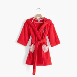 Carré Blanc Peignoir enfant coton bio Mes rêves rouge tendre|Enfant Peignoirs 12 Mois - 10 Ans