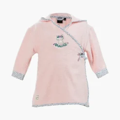 Carré Blanc Peignoir enfant coton biologique cache cœur à capuche brodé Câline dragée|Enfant Peignoirs 12 Mois - 10 Ans