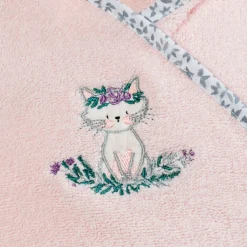 Carré Blanc Peignoir enfant coton biologique cache cœur à capuche brodé Câline dragée|Enfant Peignoirs 12 Mois - 10 Ans