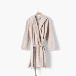 Carré Blanc Peignoir femme à capuche coton Aura beige tendre|Femme Coffrets Cadeaux|Peignoirs Femme