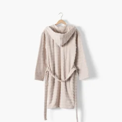 Carré Blanc Peignoir femme à capuche coton Aura beige tendre|Femme Coffrets Cadeaux|Peignoirs Femme