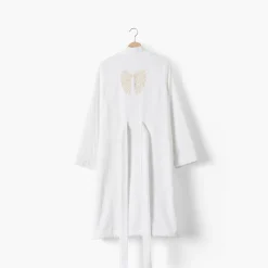 Carré Blanc Peignoir femme coton col kimono Mon Ange|Femme Coffrets Cadeaux|Peignoirs Femme