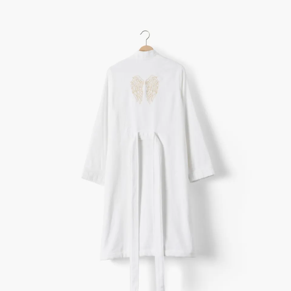 Carré Blanc Peignoir femme coton col kimono Mon Ange|Femme Coffrets Cadeaux|Peignoirs Femme