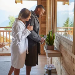 Carré Blanc Peignoir femme coton col kimono Pampa II blanc|Femme Peignoirs Femme