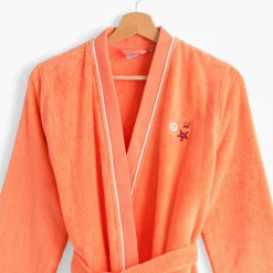 Carré Blanc Peignoir femme coton col kimono Récif rose|Femme Peignoirs Femme